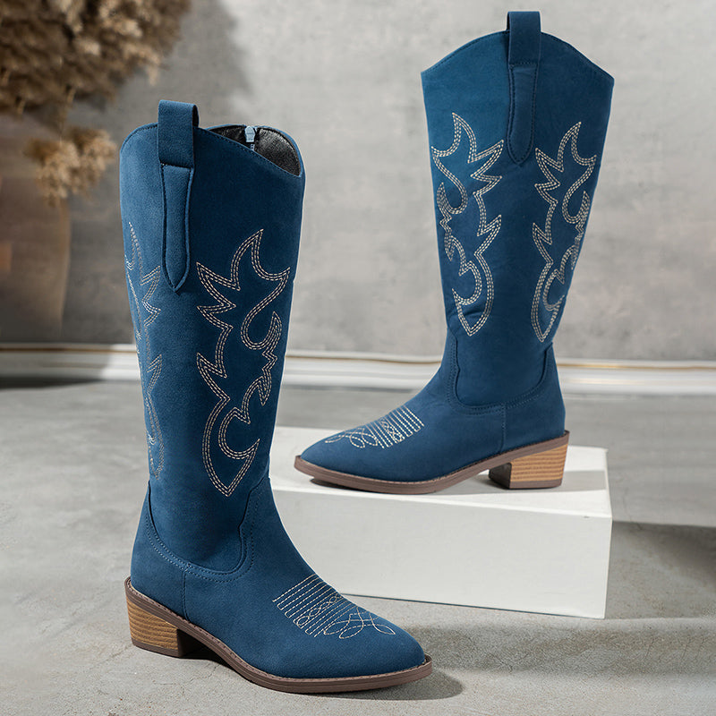 Claire - Retro Bestickte Westernstiefel