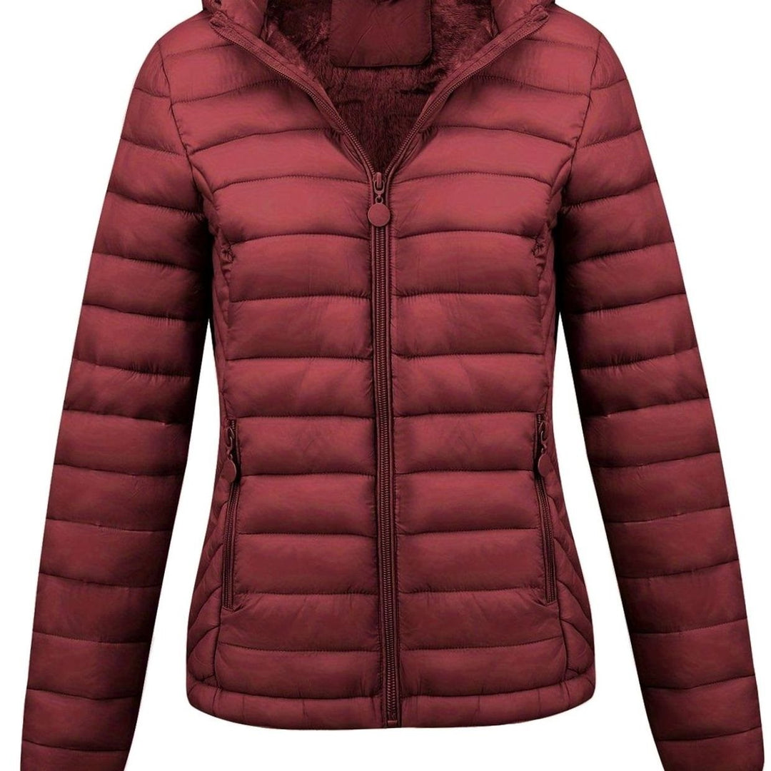 Damen Daunenjacke Leichte Gesteppte Kapuzenjacke mit Fleecefutter