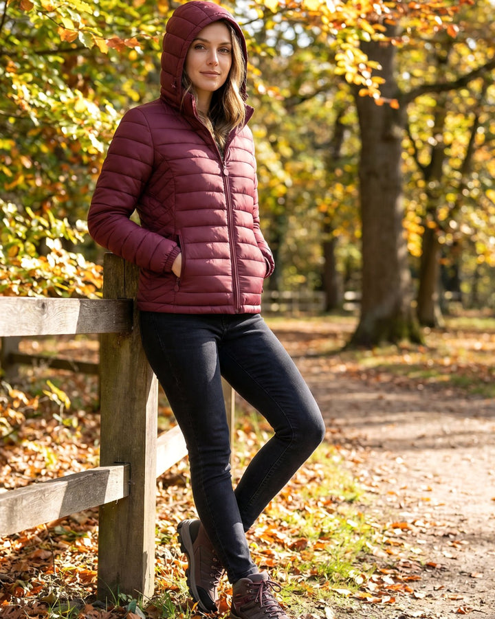 Damen Daunenjacke Leichte Gesteppte Kapuzenjacke mit Fleecefutter