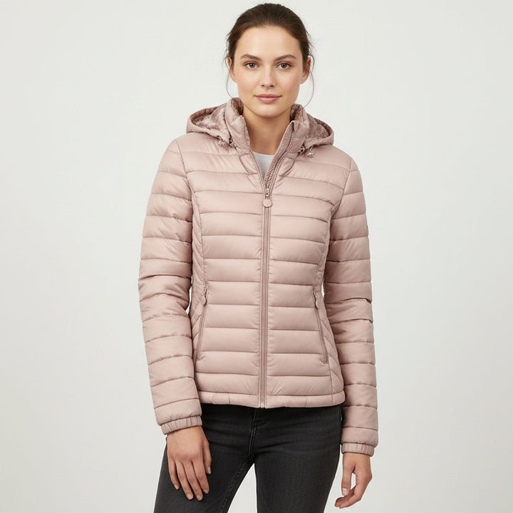 Damen Daunenjacke Leichte Gesteppte Kapuzenjacke mit Fleecefutter