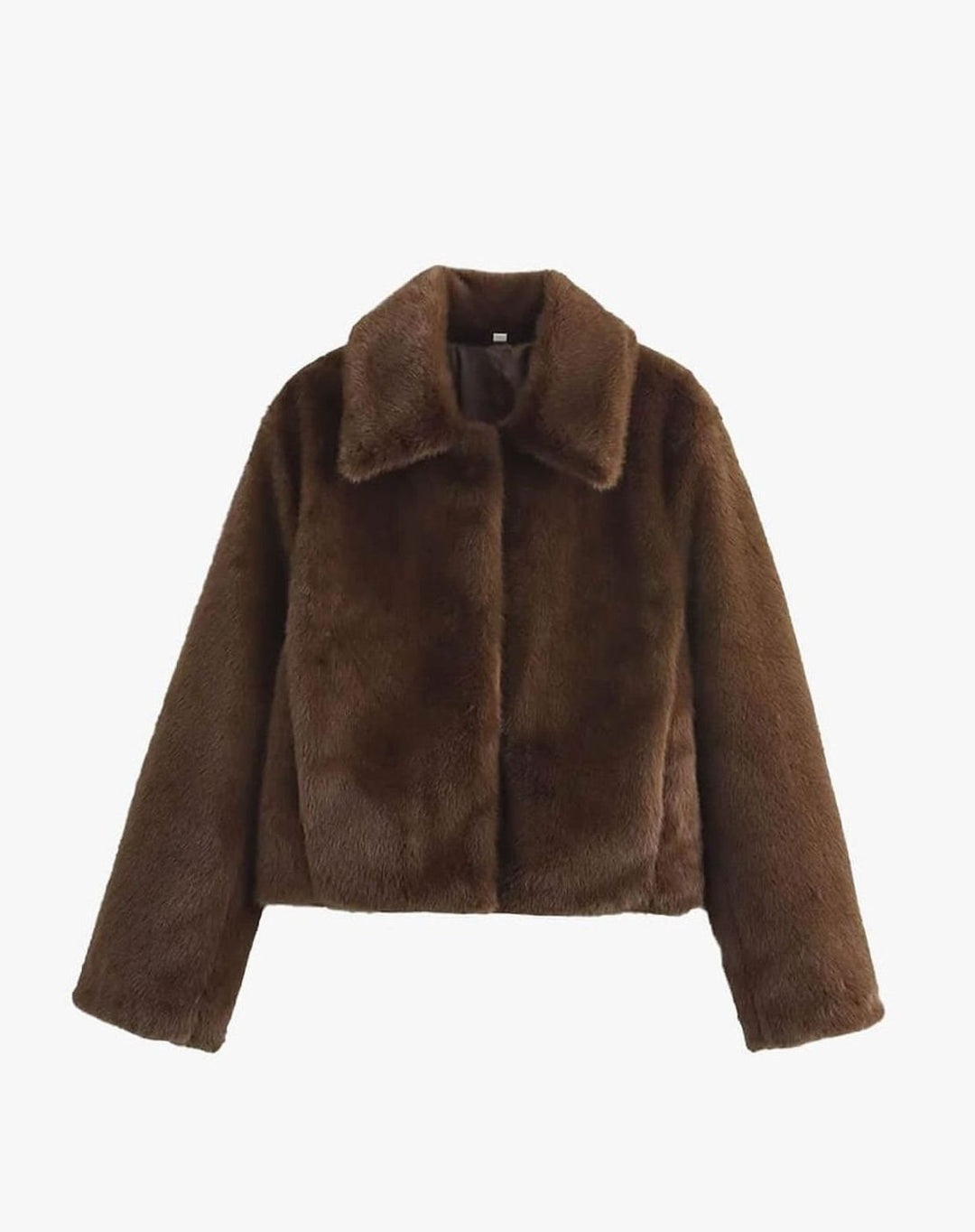 Damen Kunstfell Jacke in Übergrößen-Plüsch Relaxed-Fit Kurze Winterjacke