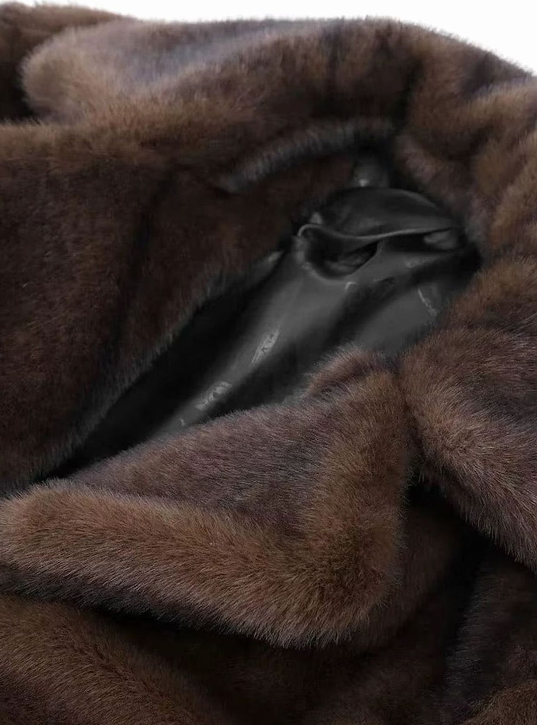 Damen Langer Oversized Kunstfell Wintermantel mit Reverskragen