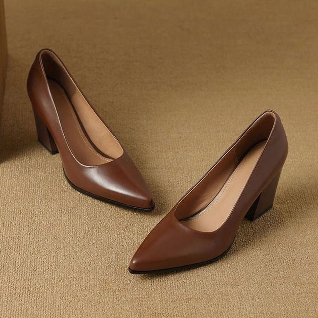 Damen Spitze Pumps High Heel mit stabilem Blockabsatz