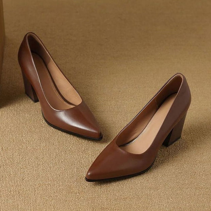 Damen Spitze Pumps High Heel mit stabilem Blockabsatz