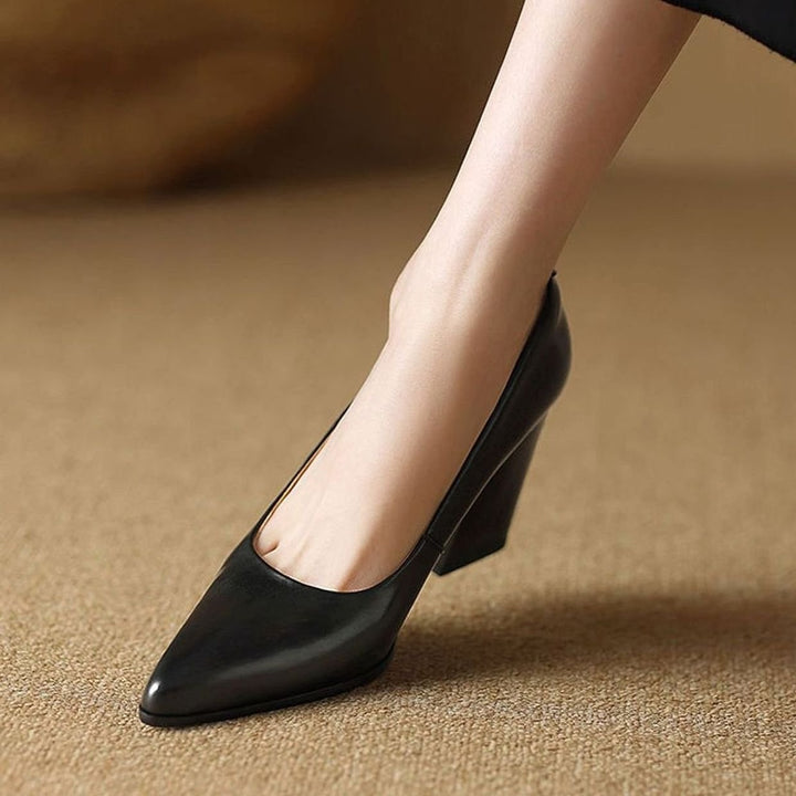 Damen Spitze Pumps High Heel mit stabilem Blockabsatz