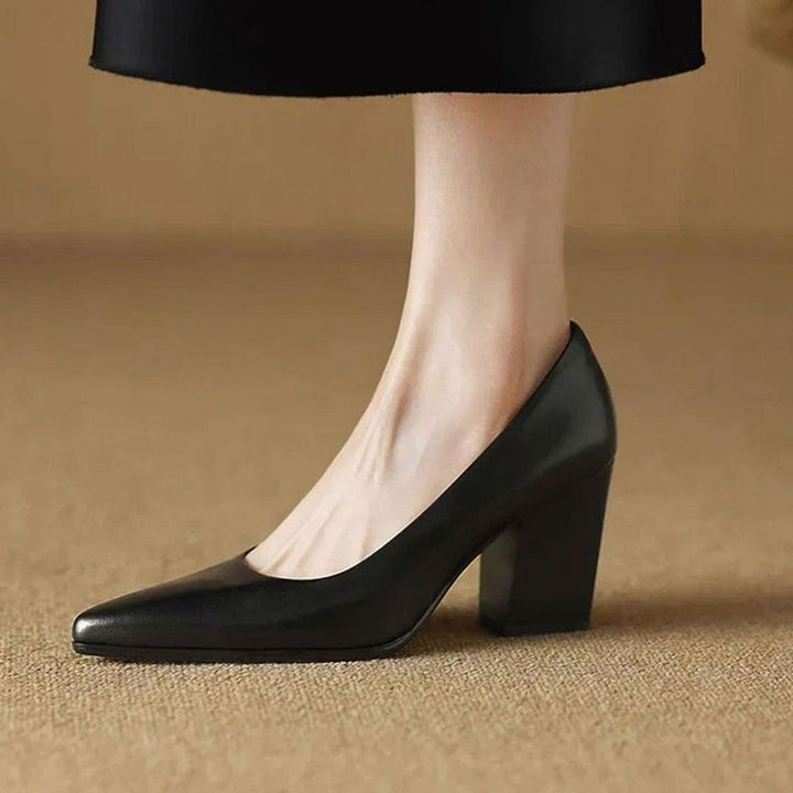 Damen Spitze Pumps High Heel mit stabilem Blockabsatz