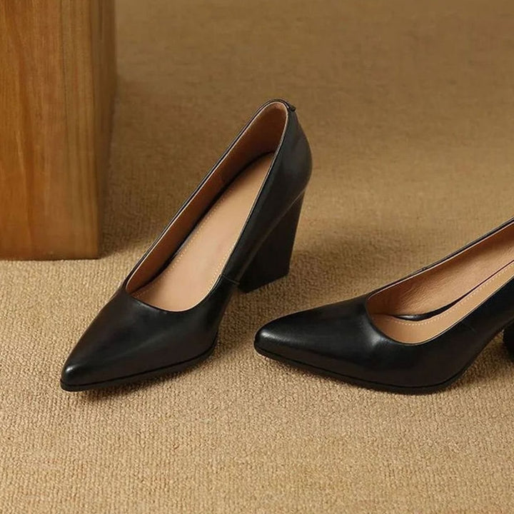 Damen Spitze Pumps High Heel mit stabilem Blockabsatz