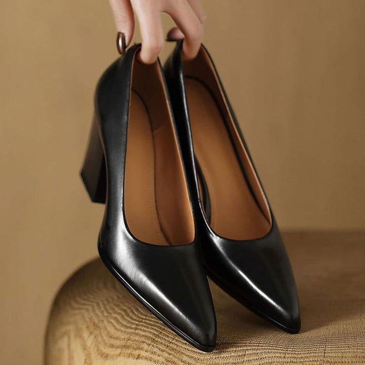 Damen Spitze Pumps High Heel mit stabilem Blockabsatz