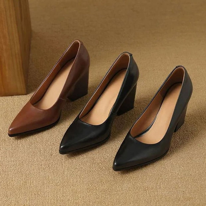 Damen Spitze Pumps High Heel mit stabilem Blockabsatz