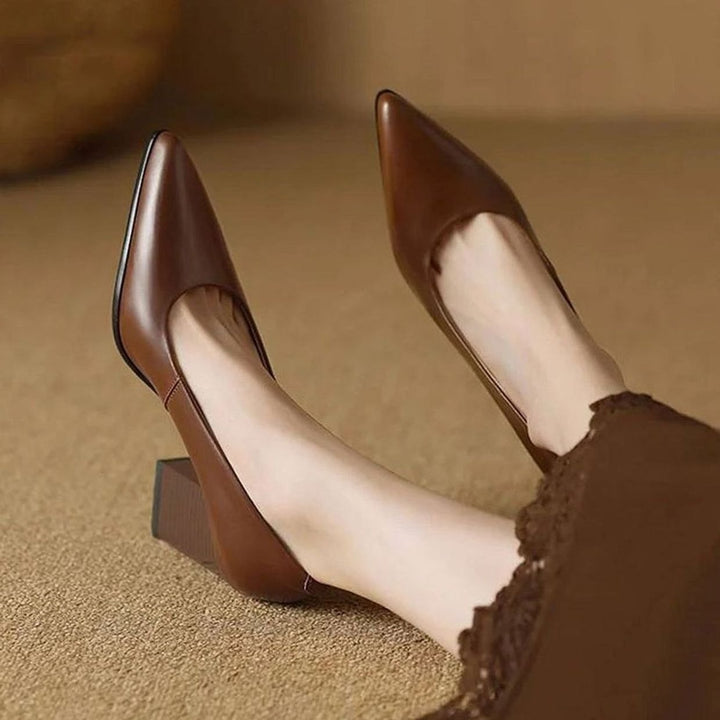 Damen Spitze Pumps High Heel mit stabilem Blockabsatz