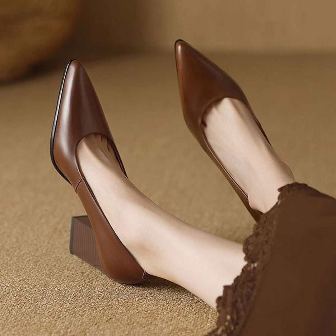 Damen Spitze Pumps High Heel mit stabilem Blockabsatz