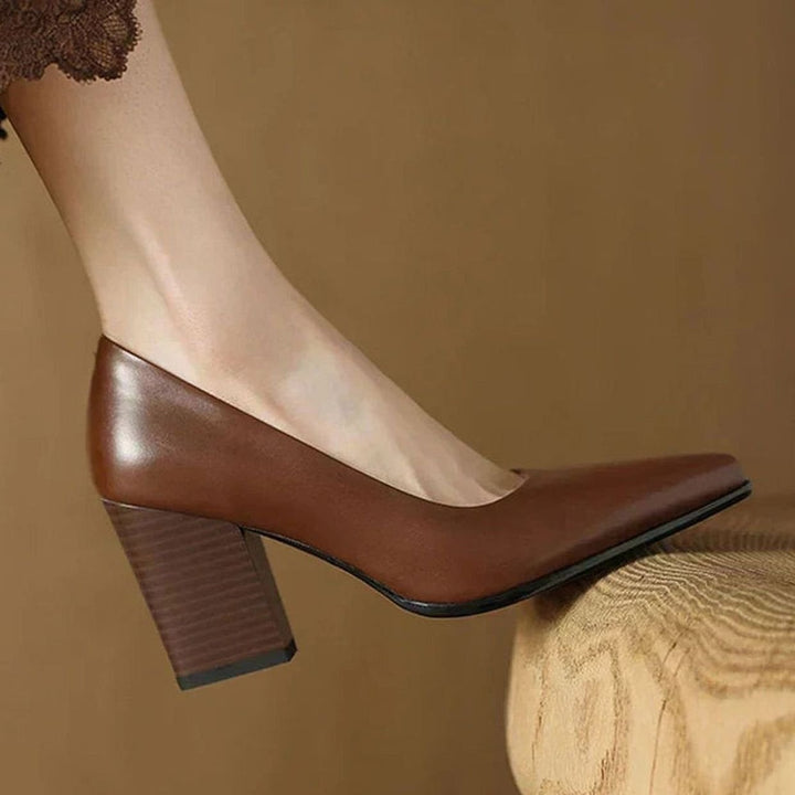Damen Spitze Pumps High Heel mit stabilem Blockabsatz
