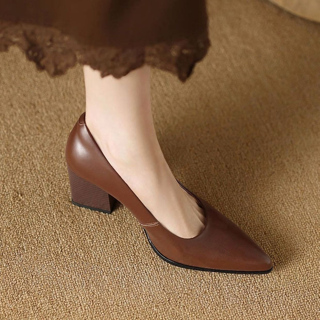 Damen Spitze Pumps High Heel mit stabilem Blockabsatz