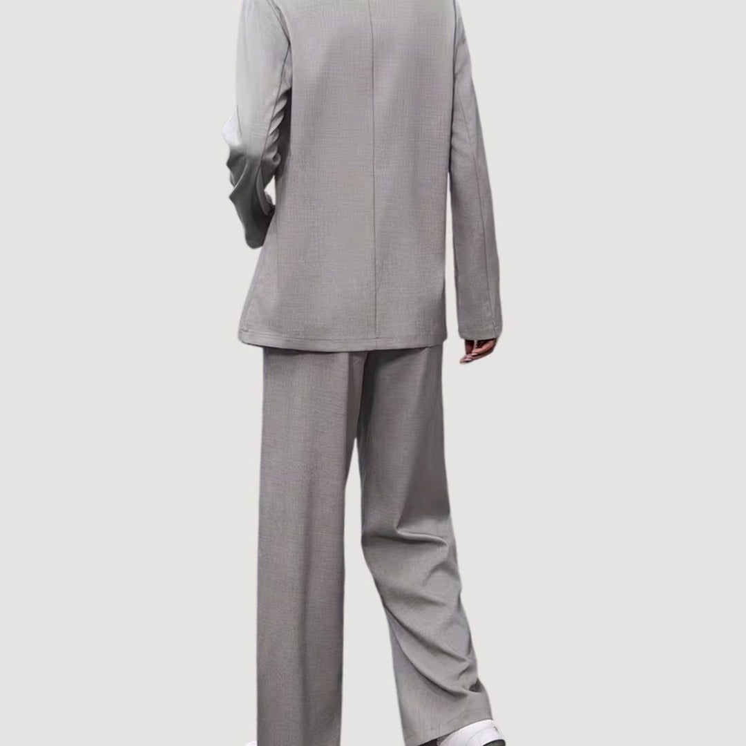 Damen Taillierter Zweireihiger Hosenanzug mit Weiter Hose, Burgundy