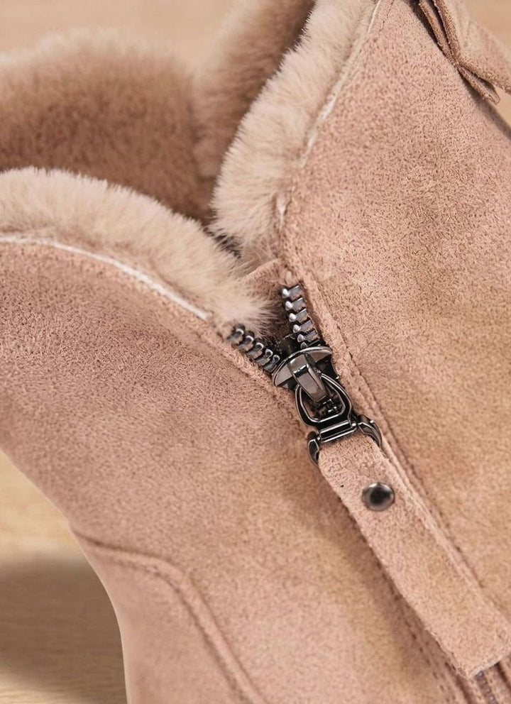 Damen Wildleder Pelzgefütterte Winterstiefel Reißverschluss Stiefeletten