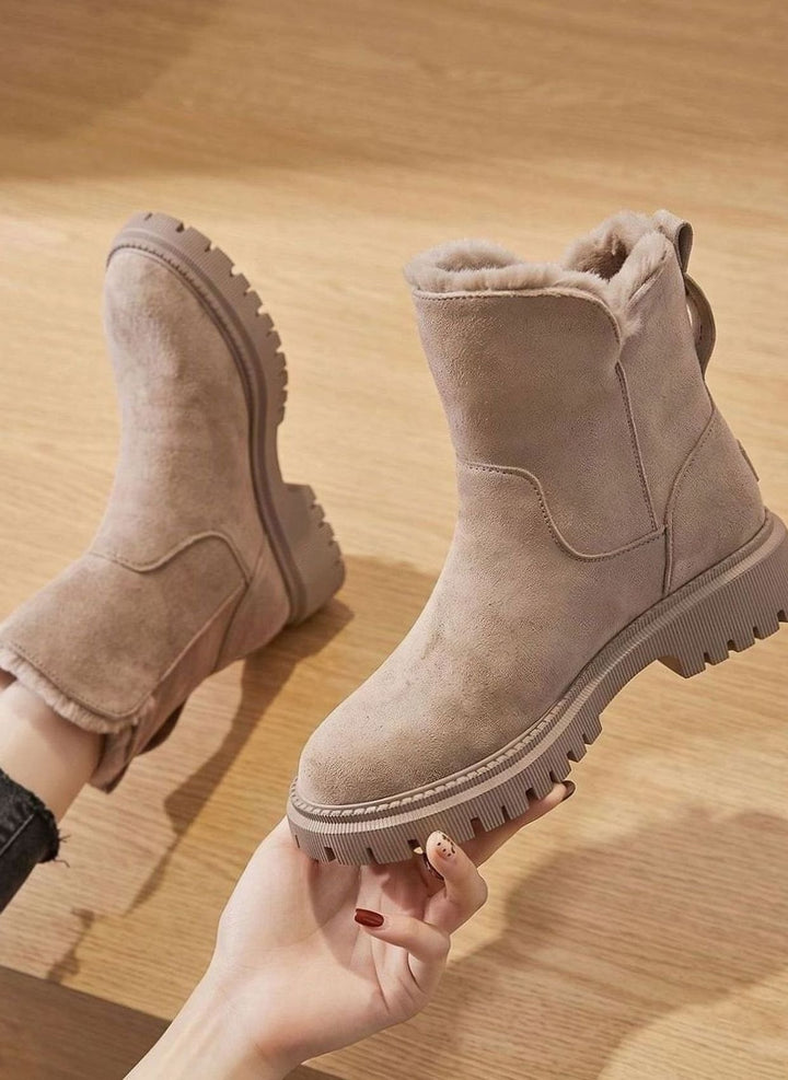 Damen Wildleder Pelzgefütterte Winterstiefel Reißverschluss Stiefeletten