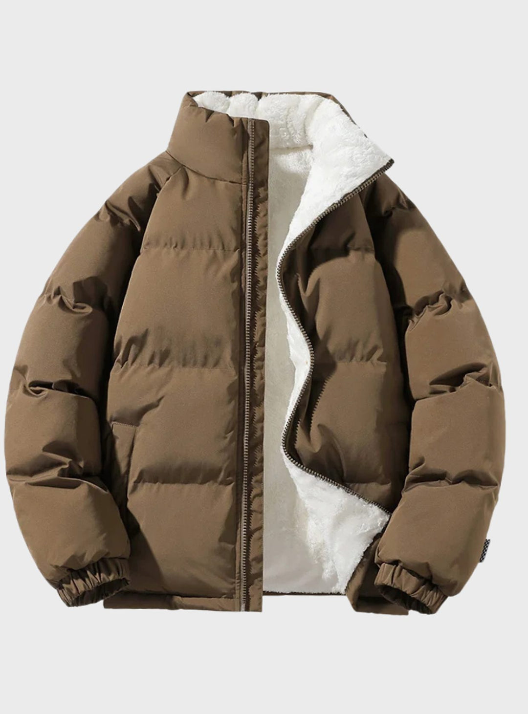 Herren Gesteppte Puffer Jacket mit Fleece-Innenfutter und Stehkragen