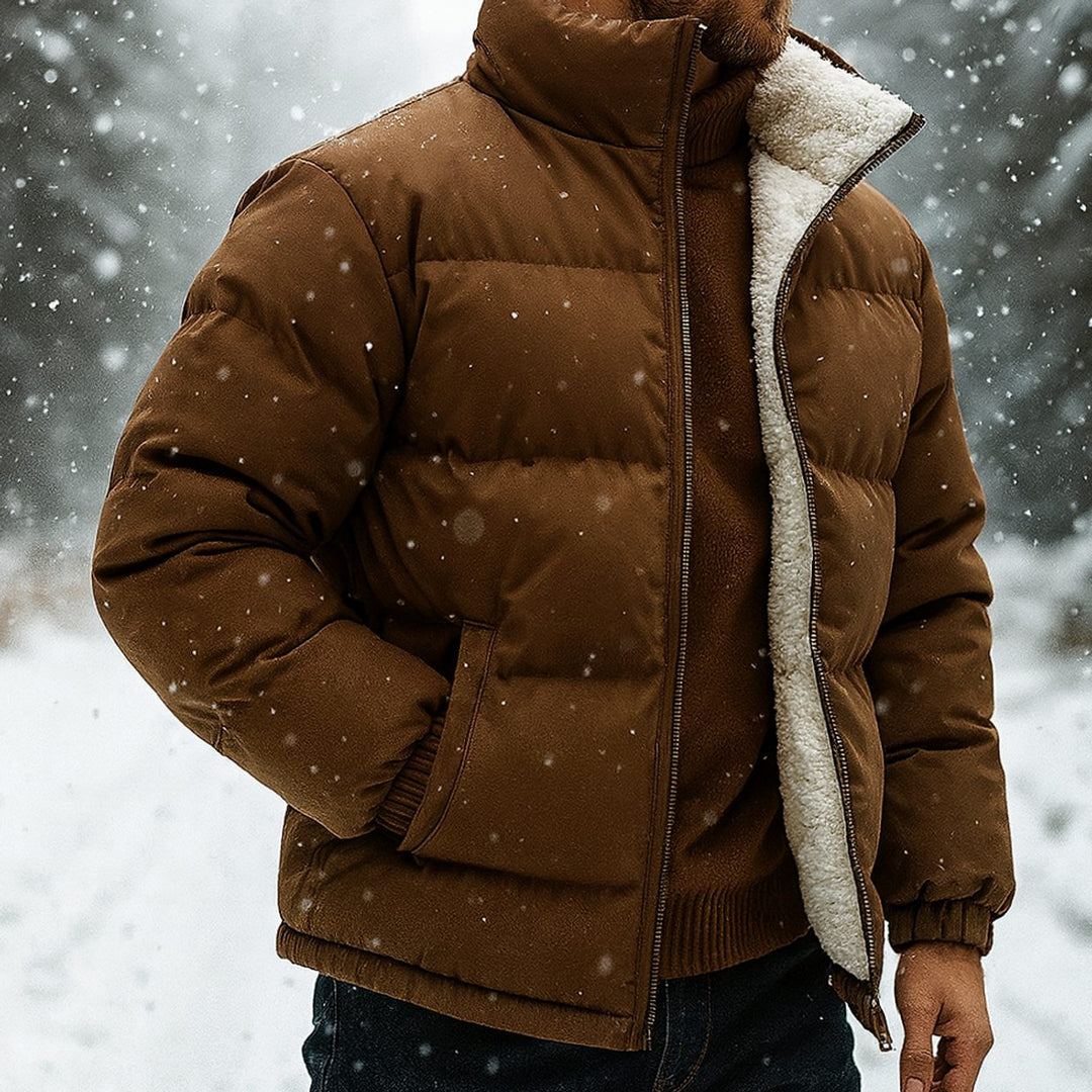Herren Gesteppte Puffer Jacket mit Fleece-Innenfutter und Stehkragen
