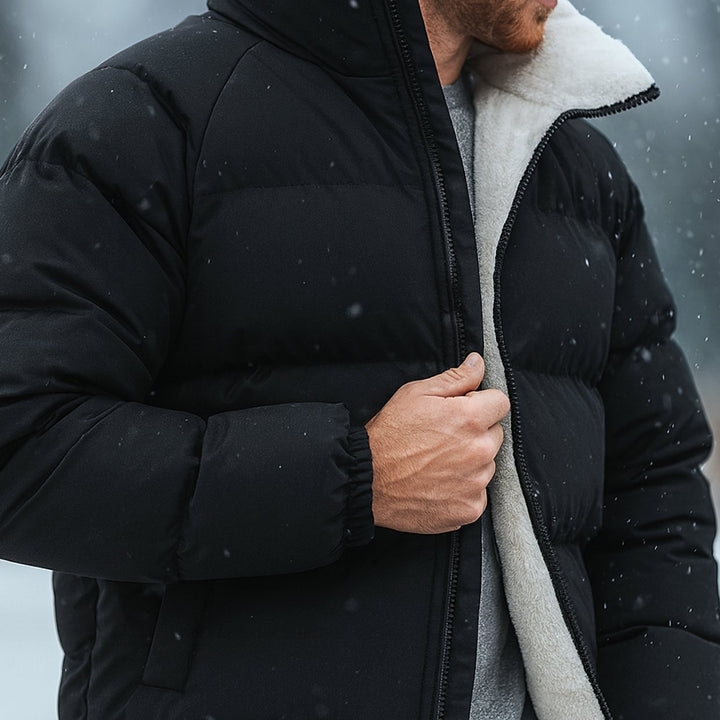 Herren Gesteppte Puffer Jacket mit Fleece-Innenfutter und Stehkragen