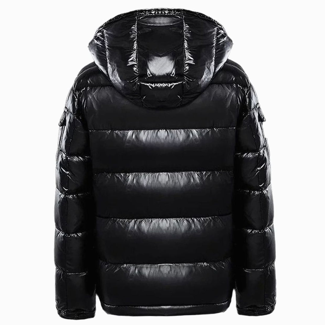 Herren Glänzende Longline Puffer Jacket mit Kapuze