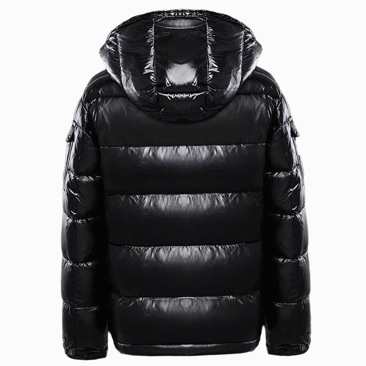 Herren Glänzende Longline Puffer Jacket mit Kapuze