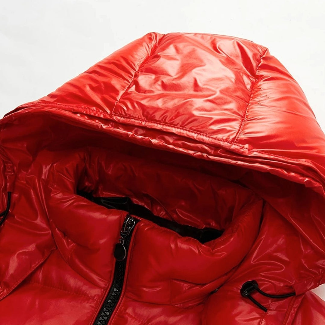 Herren Glänzende Longline Puffer Jacket mit Kapuze