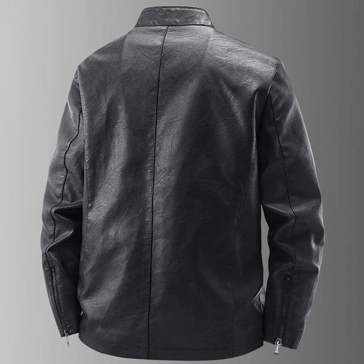 Herren Lederjacke mit Stehkragen und Reißverschluss