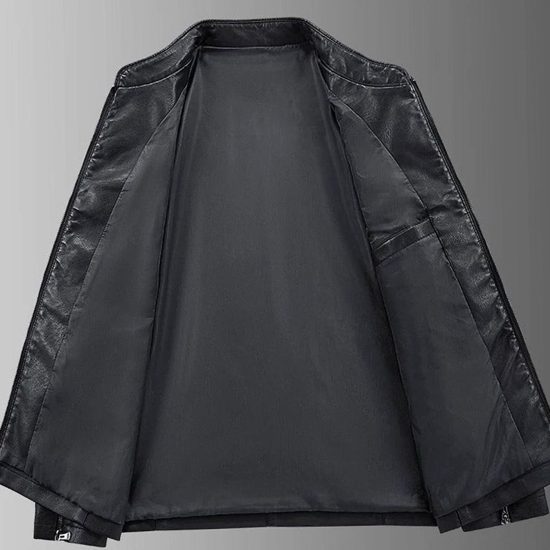 Herren Lederjacke mit Stehkragen und Reißverschluss