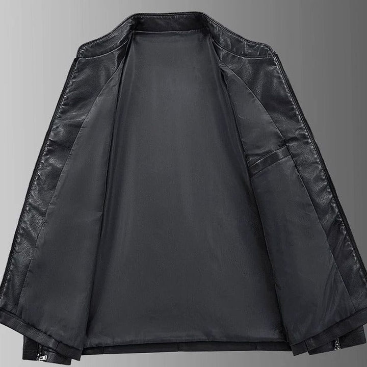 Herren Lederjacke mit Stehkragen und Reißverschluss