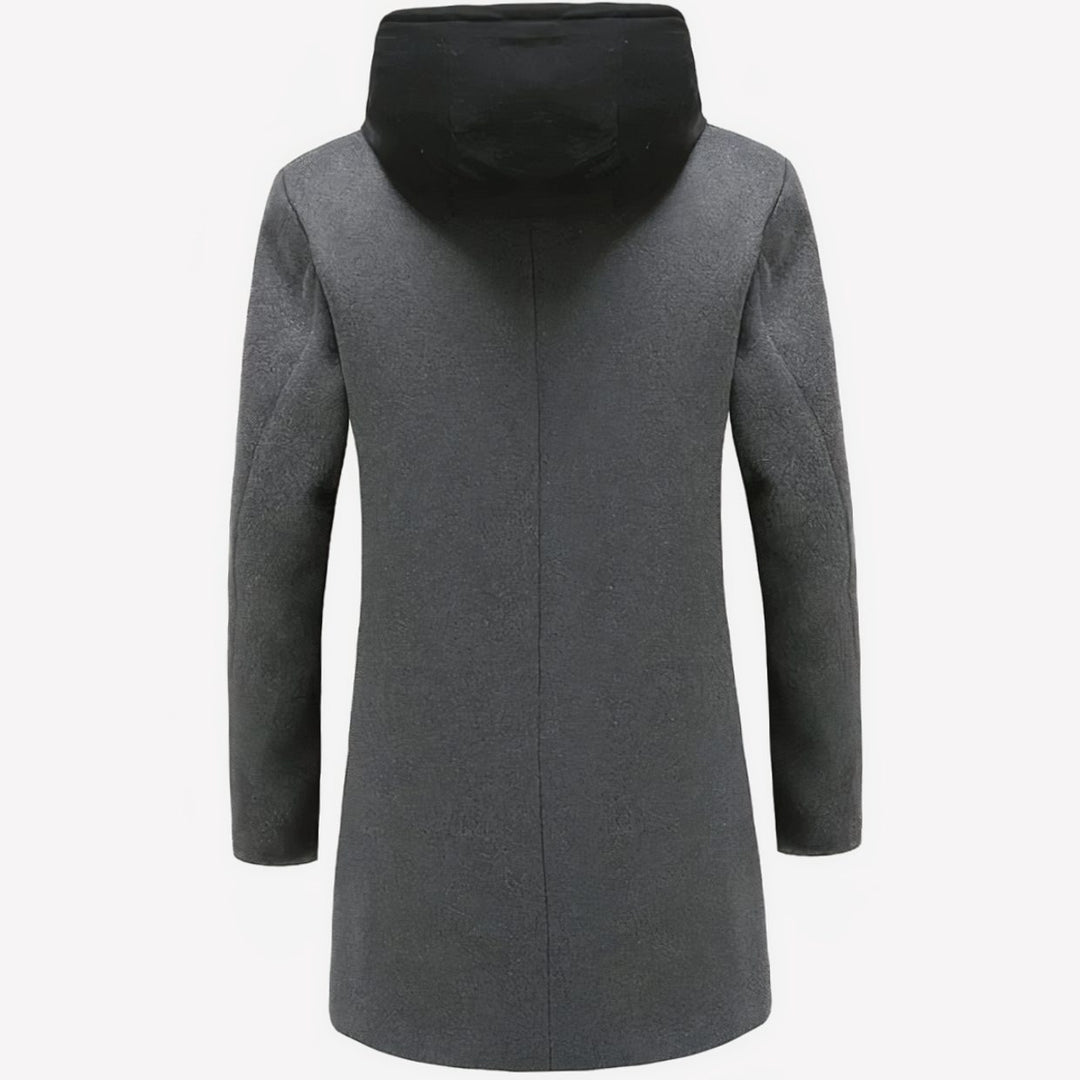Herren Longline Trench Coat Männer mit Kapuze und Kerbkragen