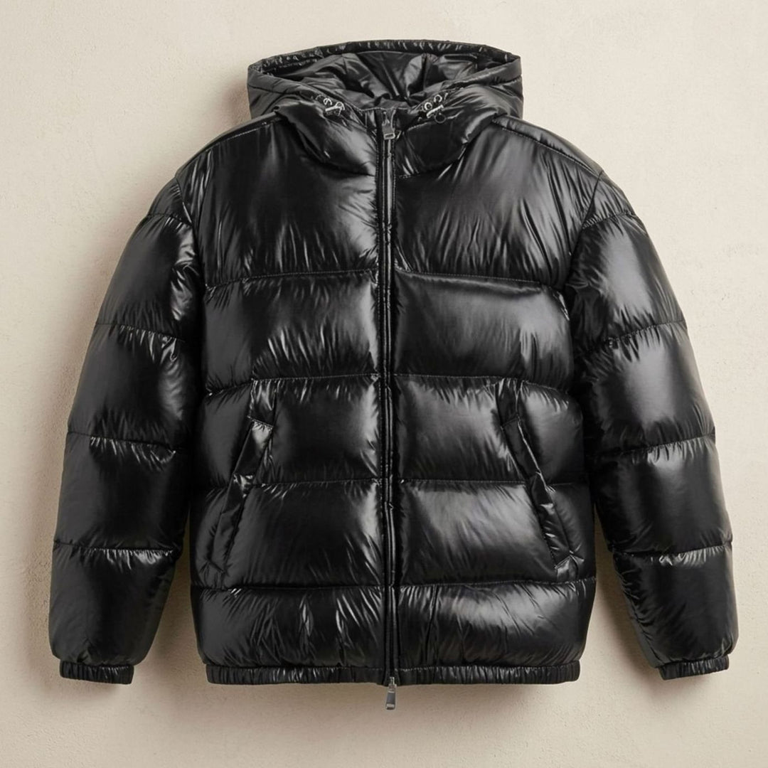 Herren Oversized Kapuzen-Pufferjacke Wasserabweisend Winddicht - Schwarz