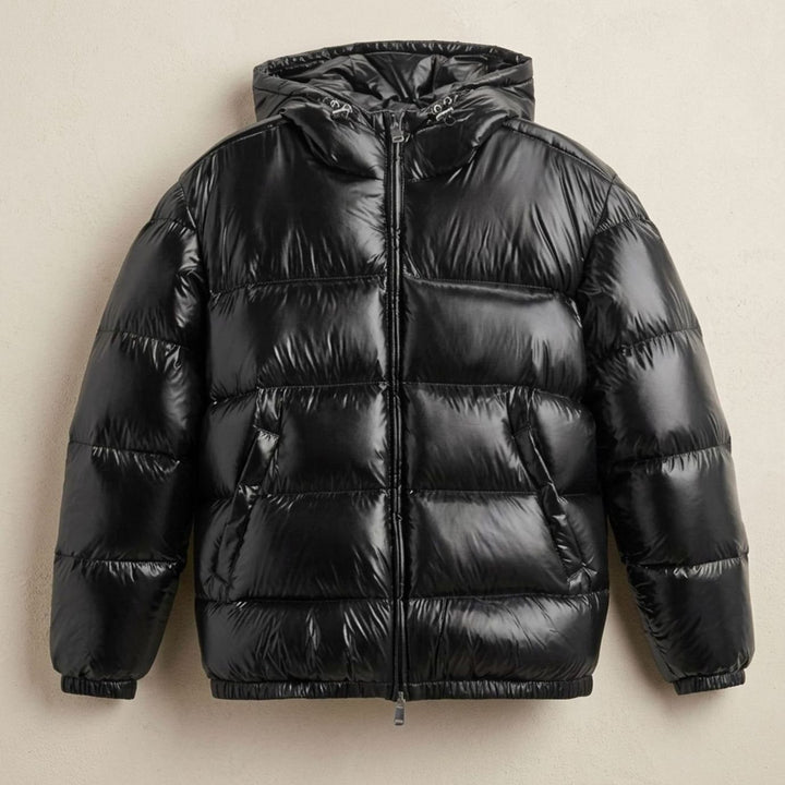 Herren Oversized Kapuzen-Pufferjacke Wasserabweisend Winddicht - Schwarz