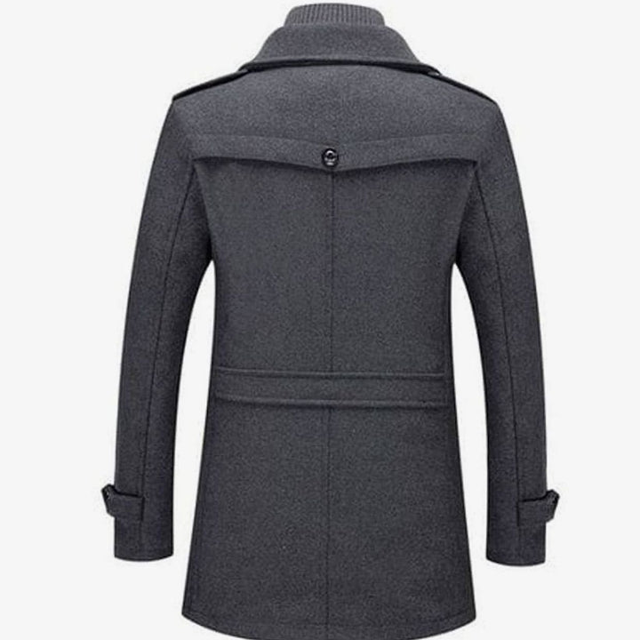 Herren Slim-Fit Zweiteiliger Wollmischung Wintermantel mit Strickkragen