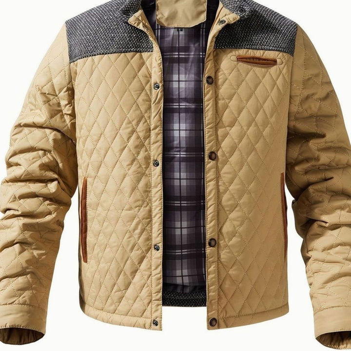 Herren Stehkragen Steppjacke mit Druckknopfleiste Regular Fit - Ingwerbraun