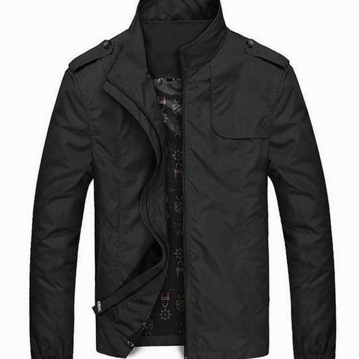 Herren Stehkragen Zip-Up Freizeitjacke mit kariertem Innenfutter - Grau