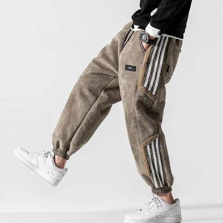Herren Winter Joggerhose Mit Panel-Details Gestreiften Einsätzen