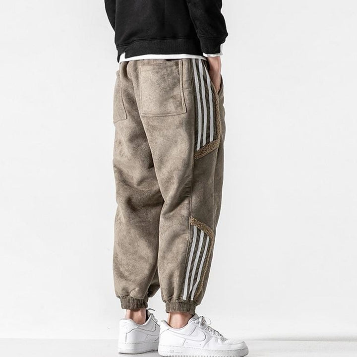 Herren Winter Joggerhose Mit Panel-Details Gestreiften Einsätzen