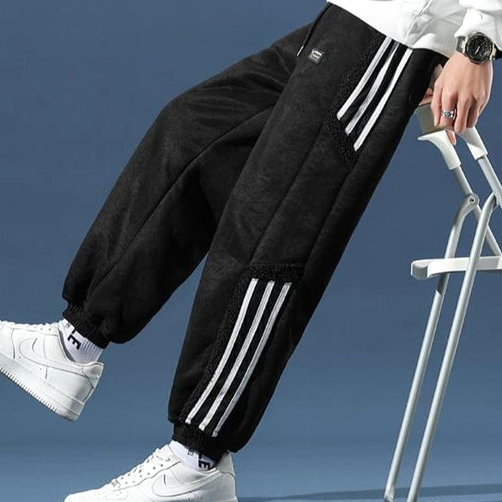 Herren Winter Joggerhose Mit Panel-Details Gestreiften Einsätzen